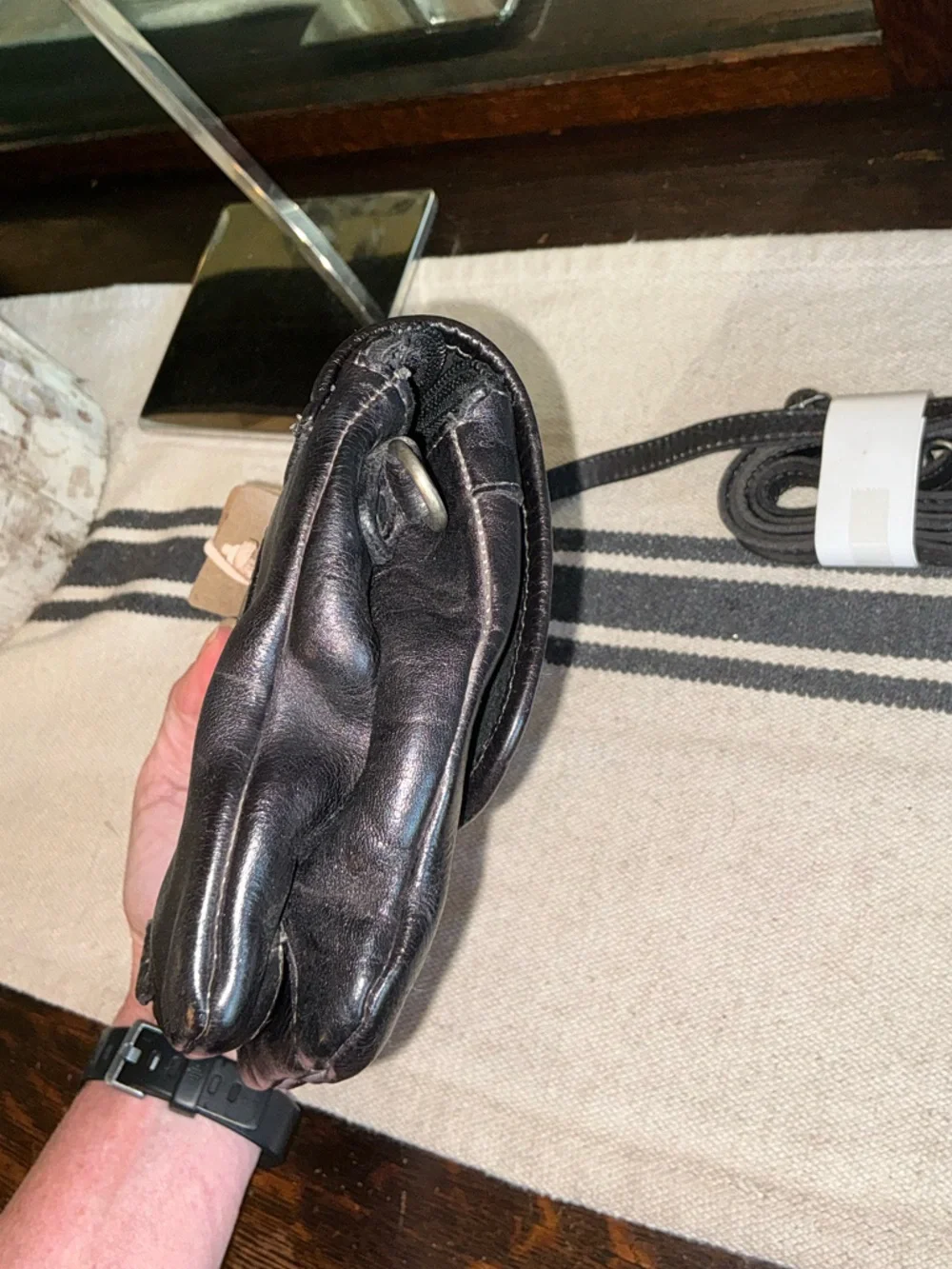 NWT Bed Stu Leather Ziggy Clutch Crossbody Belt Bag Black DD Retail $185